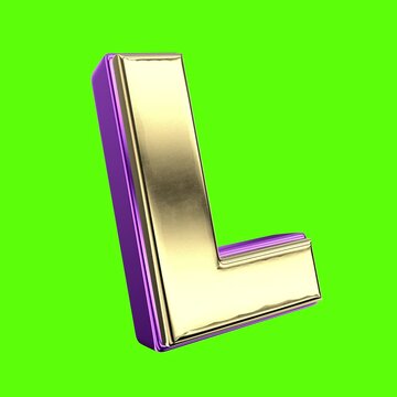 Font 3D Render L Letter Green Background