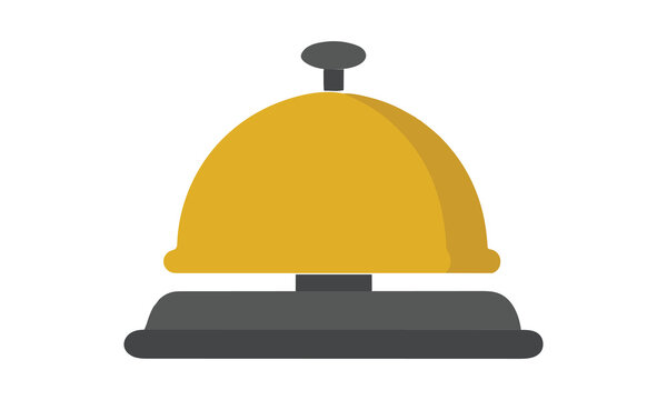 Simple illustration of a golden hotel service bell on a dark gray base