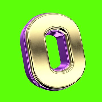 Font 3D Render O Letter Green Background