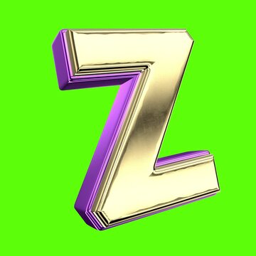 Font 3D Render Z Letter Green Background