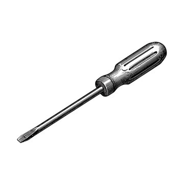 Flathead Screwdriver Hand Tool Vintage Engraving Illustration for Repair and Maintenance Design