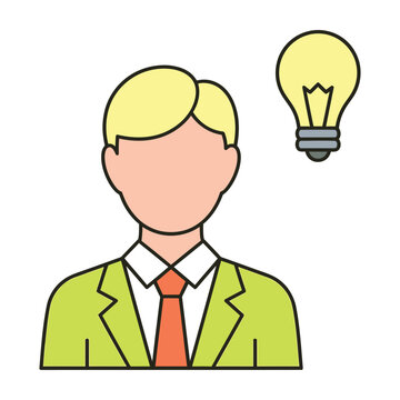 Businessman with lightbulb idea concept thinking face