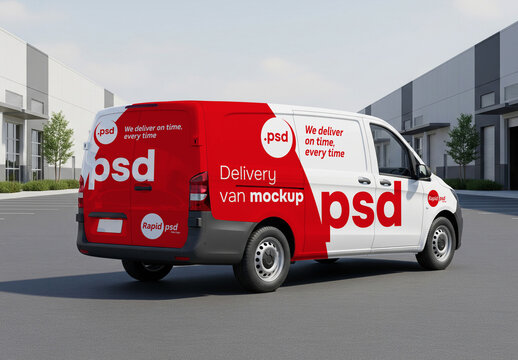 Delivery van mockup seen from the back
