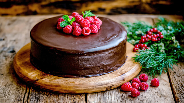 Luxury Chocolate Berry Cake with Mirror Glaze &ndash; AI Generative