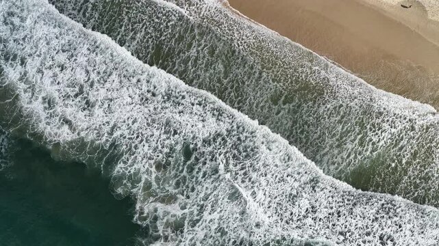 Burleigh Heads coastline from above with the headland and golden sand, Gold Coast, Queensland Australia