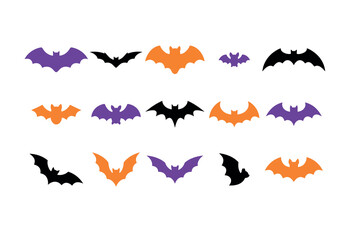 Fototapeta premium Halloween Bats Clipart Vector Pack Spooky Flying Animal Silhouette Assortment
