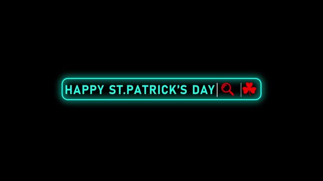 Animated text St. Patrick's Day on a black background. 4k video of the appearing text.