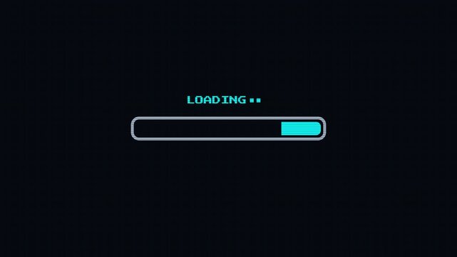 Retro game style loading Sci-Fi Blue Cybernetic System Calibration Indicator Interface HD 1080p Loop