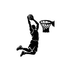 Basketball player jumping for dunk silhouette design © hanif_herm