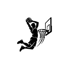 Basketball player jumping for dunk silhouette © hanif_herm