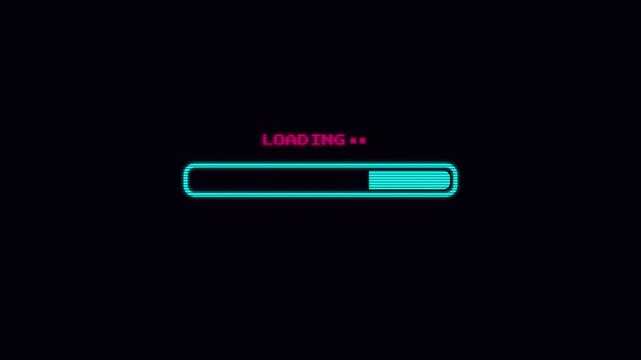 Retro game style loading Cyberpunk Neon Glowing Interface Futuristic Synthwave Screen HD 1080p Loop