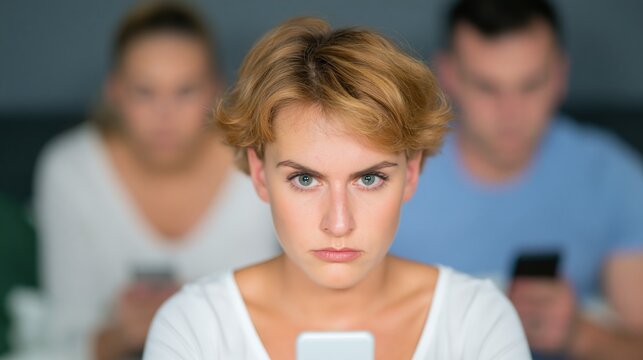 Jealous wife is envy: total control of her husband's chats due to mistrust. She suspects him in cheating always on her mind