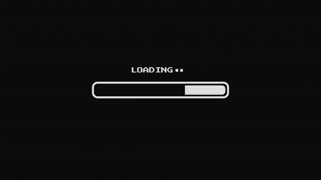 Retro game style loading Progress Bar Interface Pixel Art Console Classic HD 1080p Loop