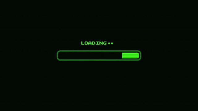 Retro game style loading Phosphor Green Monitor Command Line Interface Screen HD 1080p Loop