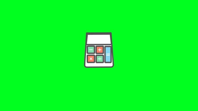 Digital Calculator Finance Icon on Green Screen
