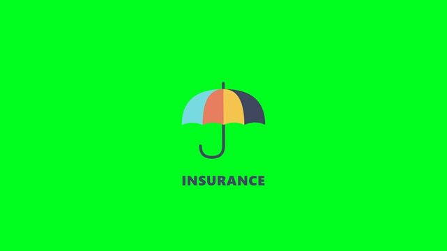 Insurance Protection Umbrella on Green Screen
