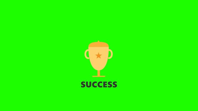 Business Success Trophy on Green Screen