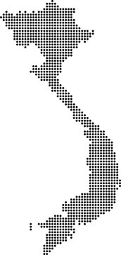 Vietnam dotted map with circular dot pattern, abstract vector geographic silhouette on blue background