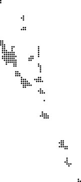 Vanuatu dotted map with circular dot pattern, abstract vector geographic silhouette on blue background