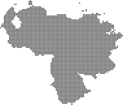 Venezuela dotted map with circular dot pattern, abstract vector geographic silhouette on blue background
