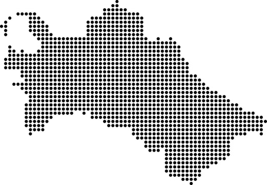 Turkmenistan dotted map with circular dot pattern, abstract vector geographic silhouette on blue background