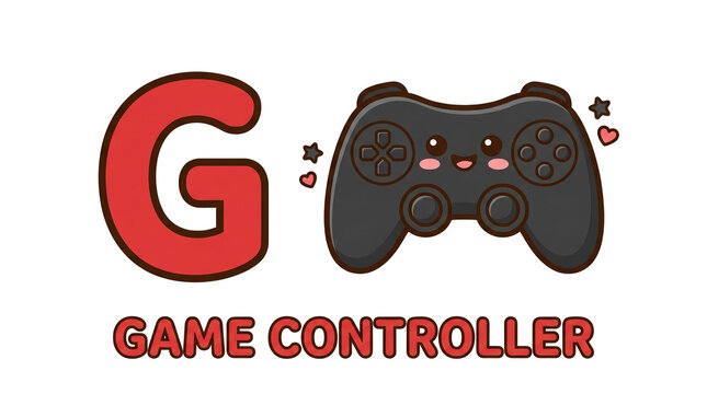 Alphabet G with cute game controller graphic