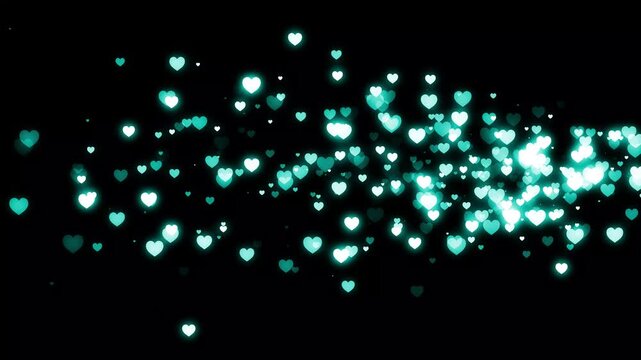 Glowing heart light trail with sparkling glitter particles, romantic valentine&rsquo;s day bokeh, shimmering love dust, wedding overlay motion background, seamless loop animation 4k
