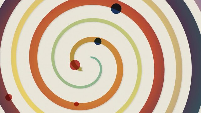 Spiral pattern with colorful gradient circles. 2d animation