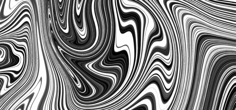 Modern Black White Acrylic Pour Texture with Organic Liquid Flow Design. Luxury Monochrome Marble Waves Background Featuring Abstract Fluid Art.