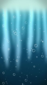 Bubbles rising in abstract underwater scene. 2d animation