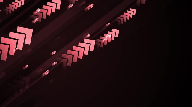 Abstract background with diagonal rows of chevrons and motion lines, creating a modern tech style pattern animation
