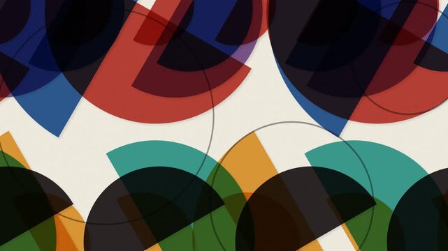 Abstract geometric pattern with colorful circles and shapes. 2d animation