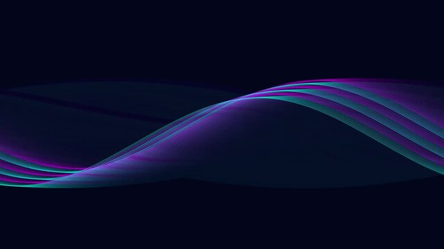 Abstract Glowing Gradient Fluid Ribbon Wave Dark Background 4K Motion Video