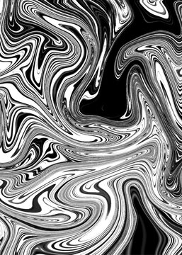 Modern Black White Acrylic Pour Texture with Organic Liquid Flow Design. Luxury Monochrome Marble Waves Background Featuring Abstract Fluid Art.