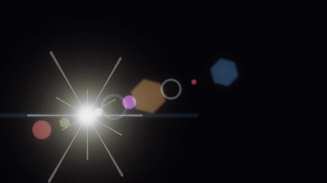 Geometric shapes on dark background. 2d animation