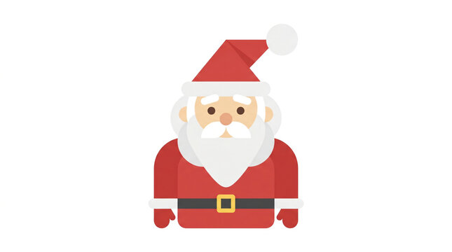 Flat vector icon of Santa Claus in a red suit with a white beard, perfect for Christmas holiday designs and winter greeting cards