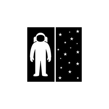 Astronaut silhouette standing in space with stars
