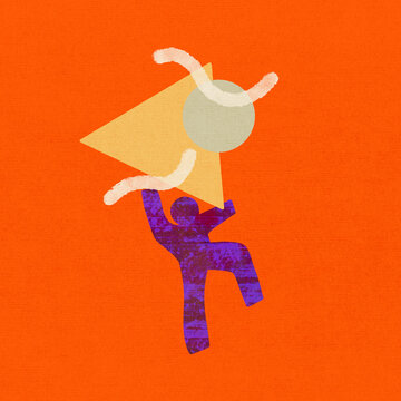 Person balancing various shapes