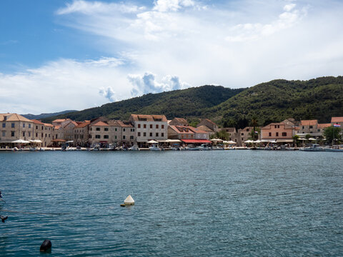 Stari grad on island Hvar with its seaside promenade, authentic buildings and narrow streets.