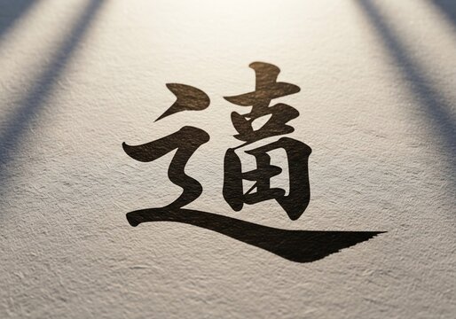 静寂なる書道、光と影の舞。