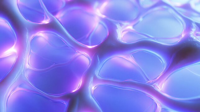 Abstract Glowing Cell Membrane and Collagen Network Structure