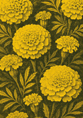 Fototapeta premium Vibrant marigold floral illustration