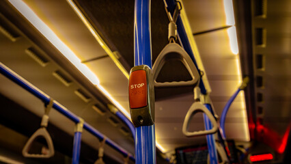Stop button inside an Australian public bus © Alexander