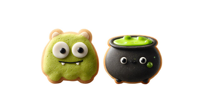 Monster and cauldron cookies for Halloween party