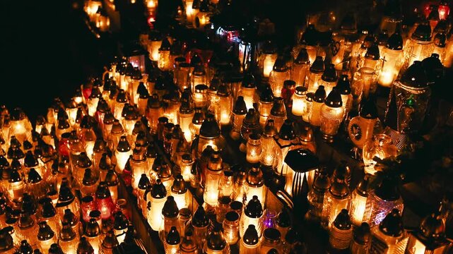 Cemetery Lamps Burning On Easter