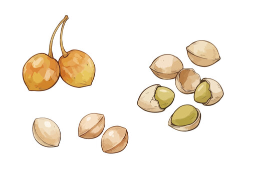 Appetizing and Fresh Ginkgo Nut Illustration with Juicy Texture／シズル感のあるみずみずしい銀杏のイラスト