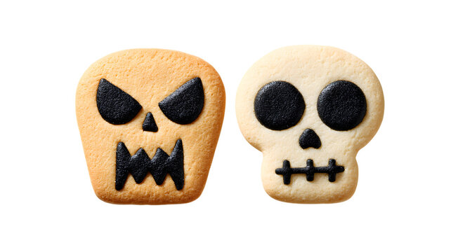 Two skull cookies for scary Halloween theme