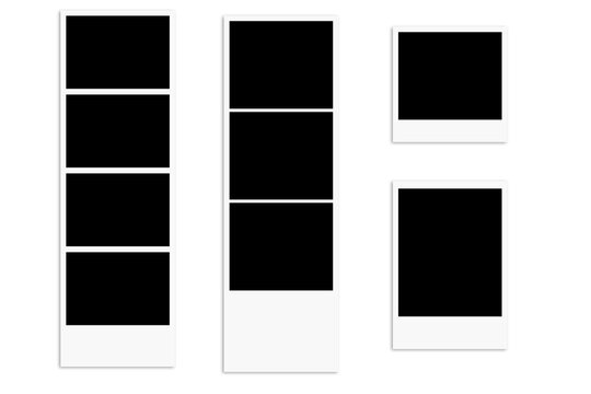 Polaroid Photo Strips Set Transparent Background Realistic Blank Frames Retro Instant Photography Template