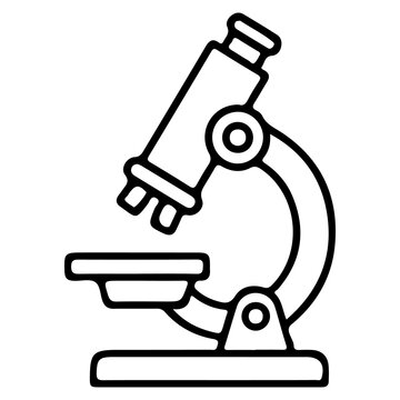 Microscope science research laboratory medical biology outline vector icon