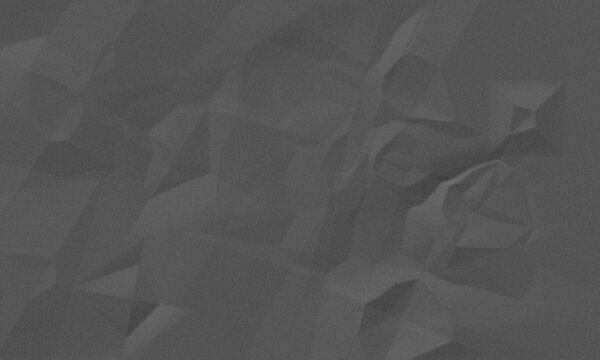 Crumpled dark gray paper texture featuring sharp folds and rough surface details captured in soft lighting for professional graphic design backgrounds